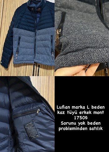 Lufian Gri Erkek Kaz Tuyu Mont L Beden