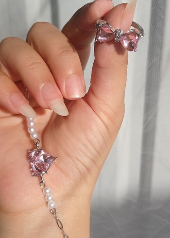 Accessorize Pembe Taşlı Zincir Detaylı Kadın El Zinciri