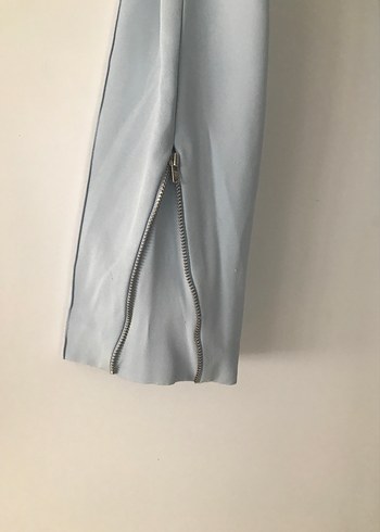 Acık mavi Midi Kadın Kumaş Pantolon - Görsel 3