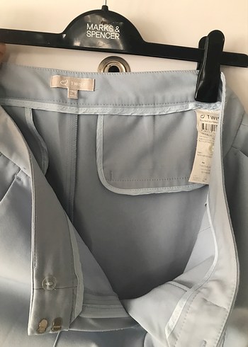 Acık mavi Midi Kadın Kumaş Pantolon - Görsel 4