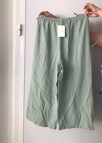 Yeşil Keten Hamile Midi Tulum - Görsel 3