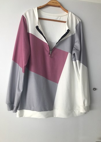 Renk Bloklu Fermuarlı Kadın Sweatshirt - Görsel 4