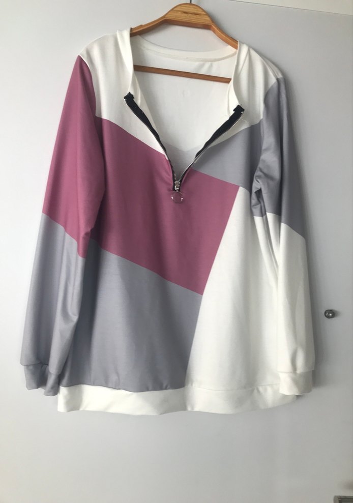 Renk Bloklu Fermuarlı Kadın Sweatshirt - Görsel 4