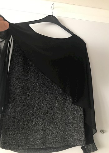 Siyah Drapeli Uzun Kollu Kadın Bluz - Görsel 2