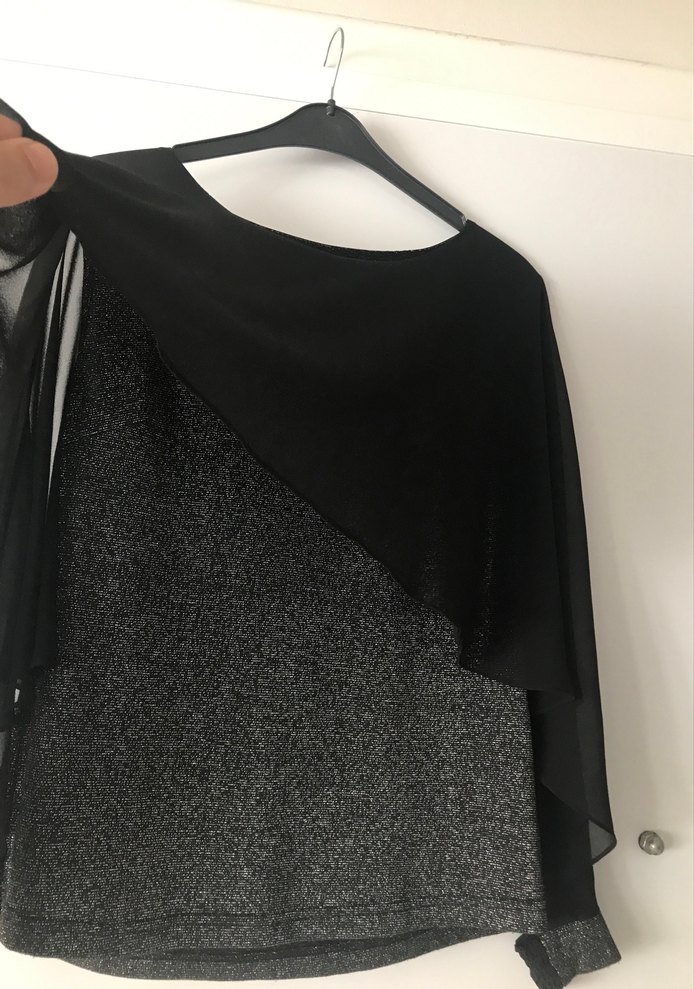 Siyah Drapeli Uzun Kollu Kadın Bluz - Görsel 2