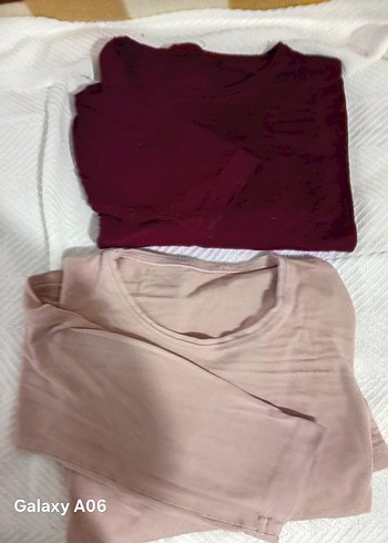 Diğer Bordo Pudra Minimal Uzun Kollu İkili Badi