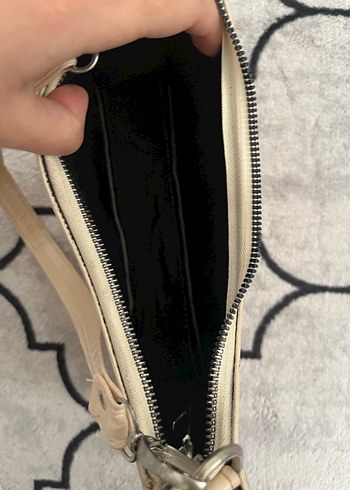 Bej Deri Yılan Desenli Kadın Omuz Çantası - Görsel 3