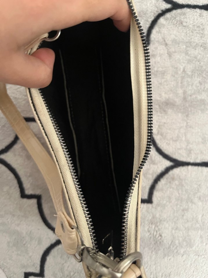 Bej Deri Yılan Desenli Kadın Omuz Çantası - Görsel 3