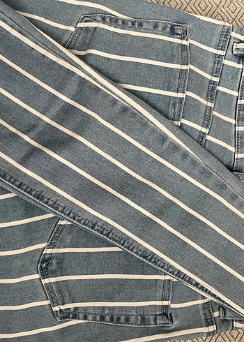 Çizgili mavi jean - Görsel 5