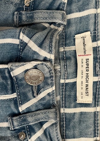 Çizgili mavi jean - Görsel 3