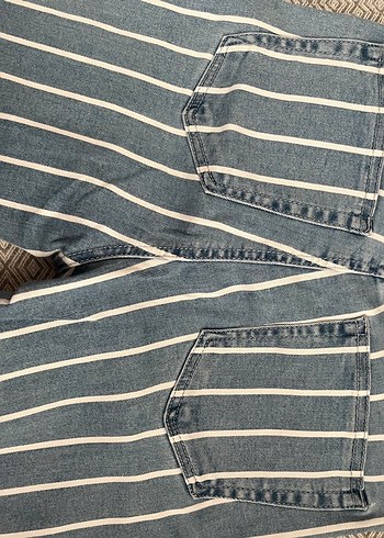 Çizgili mavi jean - Görsel 4