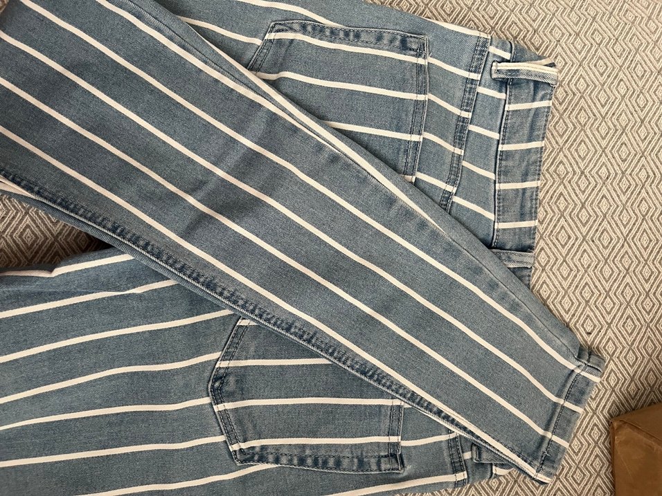 Çizgili mavi jean - Görsel 5