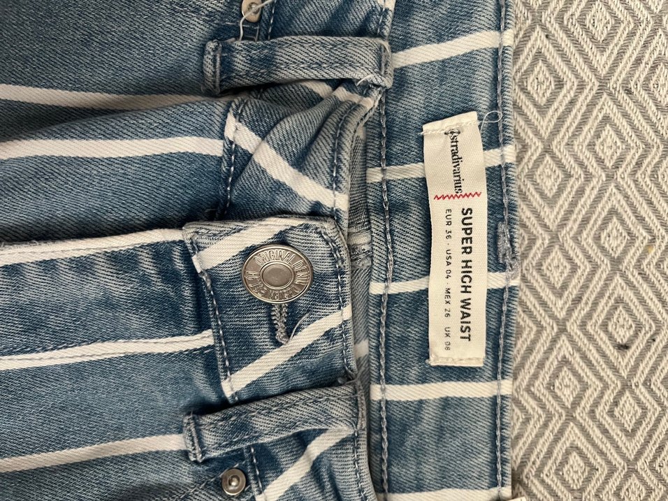 Çizgili mavi jean - Görsel 3