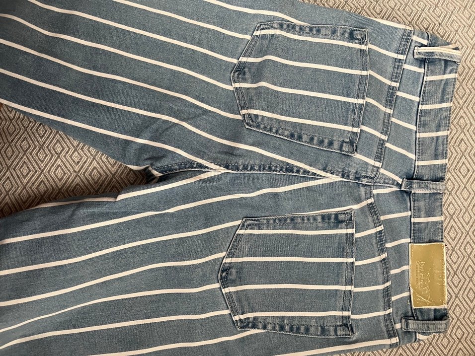 Çizgili mavi jean - Görsel 4