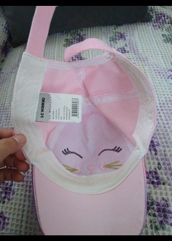 Pembe Baskılı Çocuk Şapkası Velcro Ayarlı