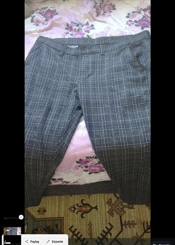 erkek Gri Düğmeli Midi Kumaş Pantolon zara