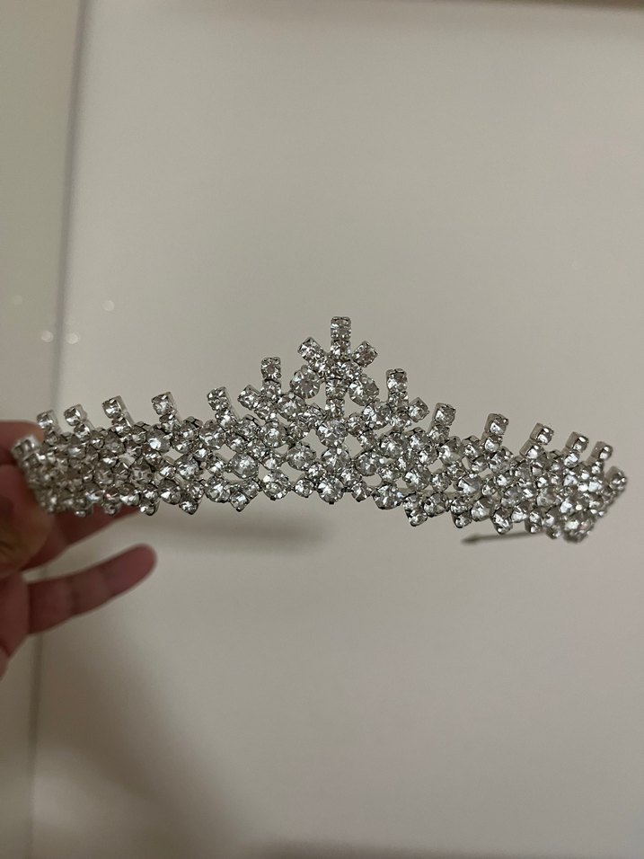 Gri Parlak Taşlı Gelin Tacı - Görsel 2