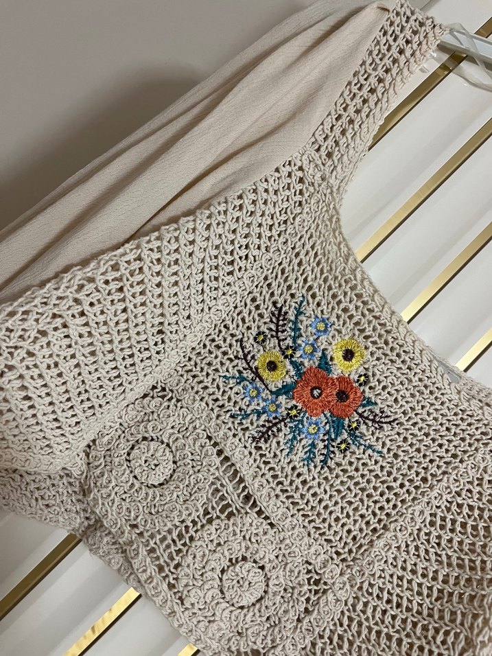 Nakışlı Örgü Bohem Mini Bluz - Görsel 3