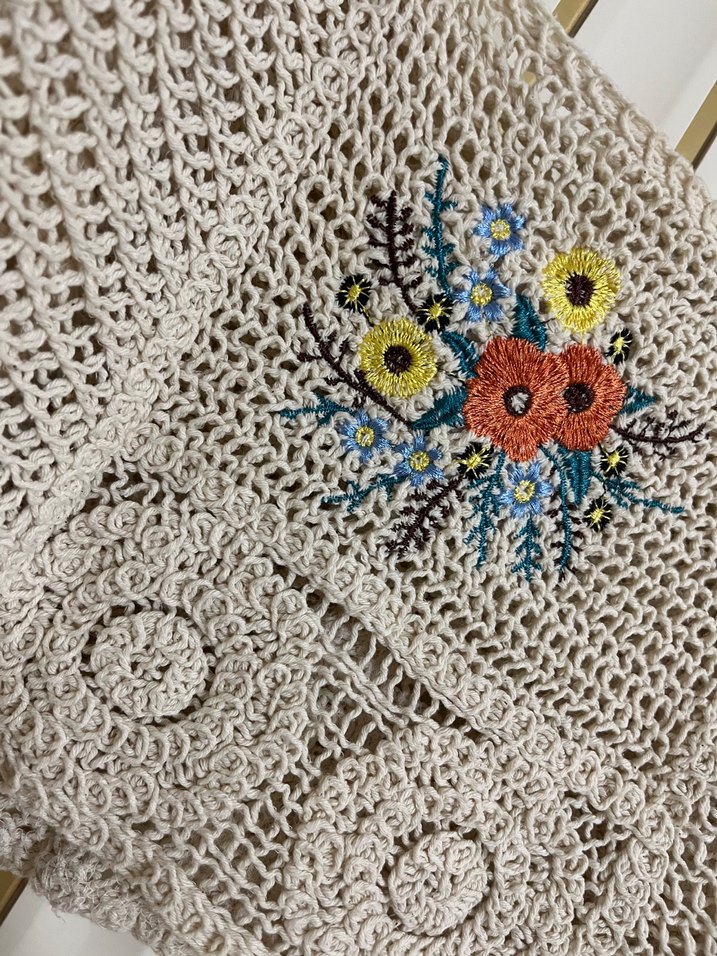 Nakışlı Örgü Bohem Mini Bluz - Görsel 2