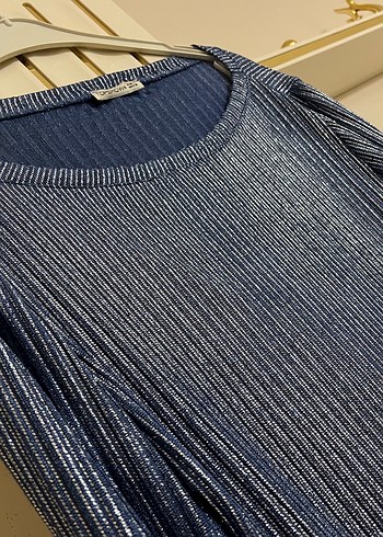 Mavi Kadın ince parlak  Uzun Kollu Kazak - Görsel 4