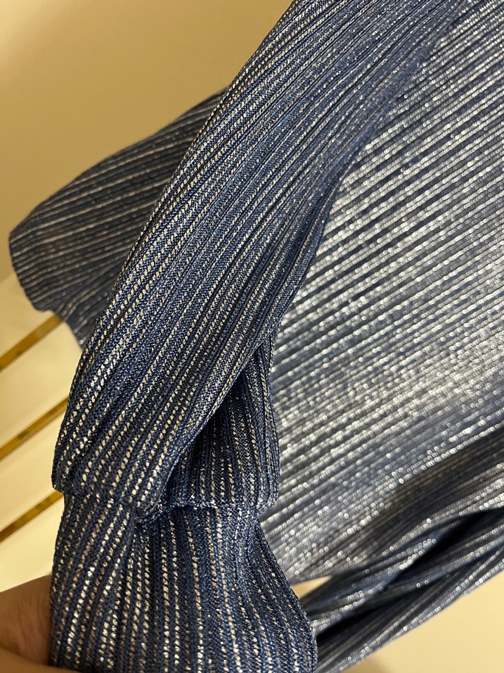 Mavi Kadın ince parlak  Uzun Kollu Kazak - Görsel 3