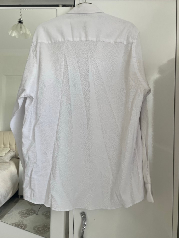 Beyaz Keten Erkek Gömlek - Görsel 2