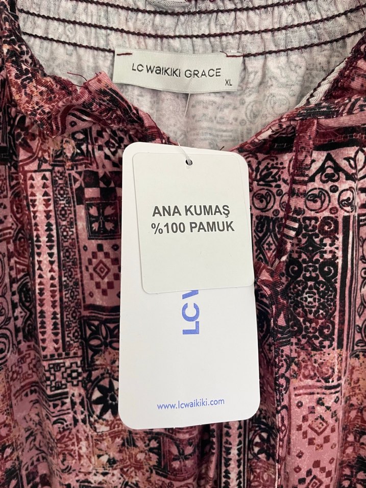 Bohem Bordo Desenli Uzun Kollu Bluz - Görsel 3