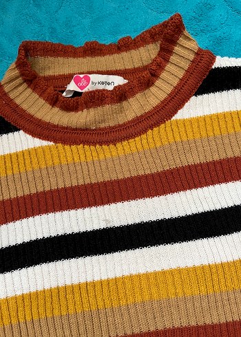 Renkli Bohem Triko Kazak - Görsel 2