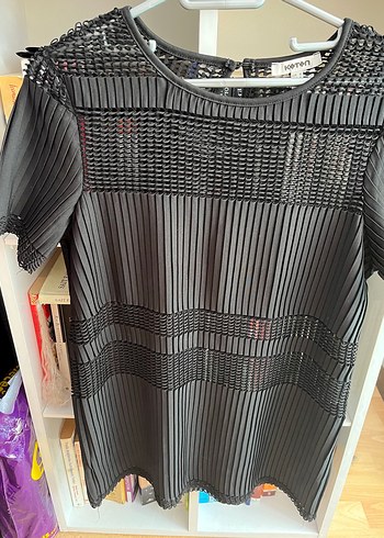 Piliseli Siyah Bluz Tişört Kısa Kollu Koton marka - Görsel 2