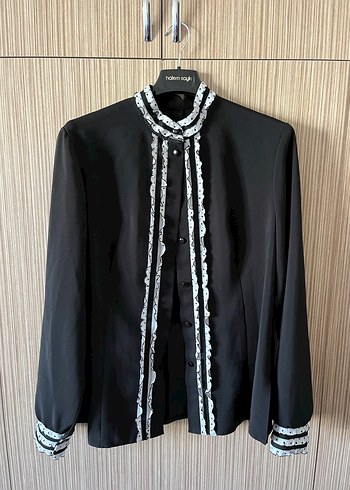 Düğmeli Siyah Kadın Gömlek - Görsel 4