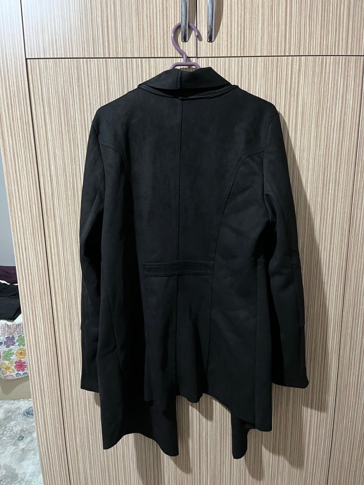 Siyah Süet Midi Kadın Ceket - Görsel 4