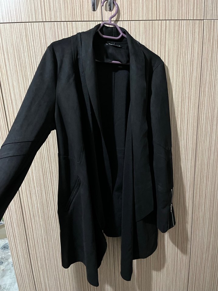 Siyah Süet Midi Kadın Ceket - Görsel 2