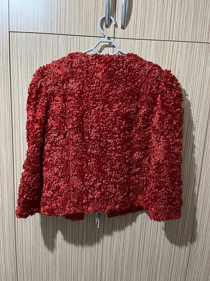 Kısa Kırmızı Kadın Yün Ceket - Görsel 3