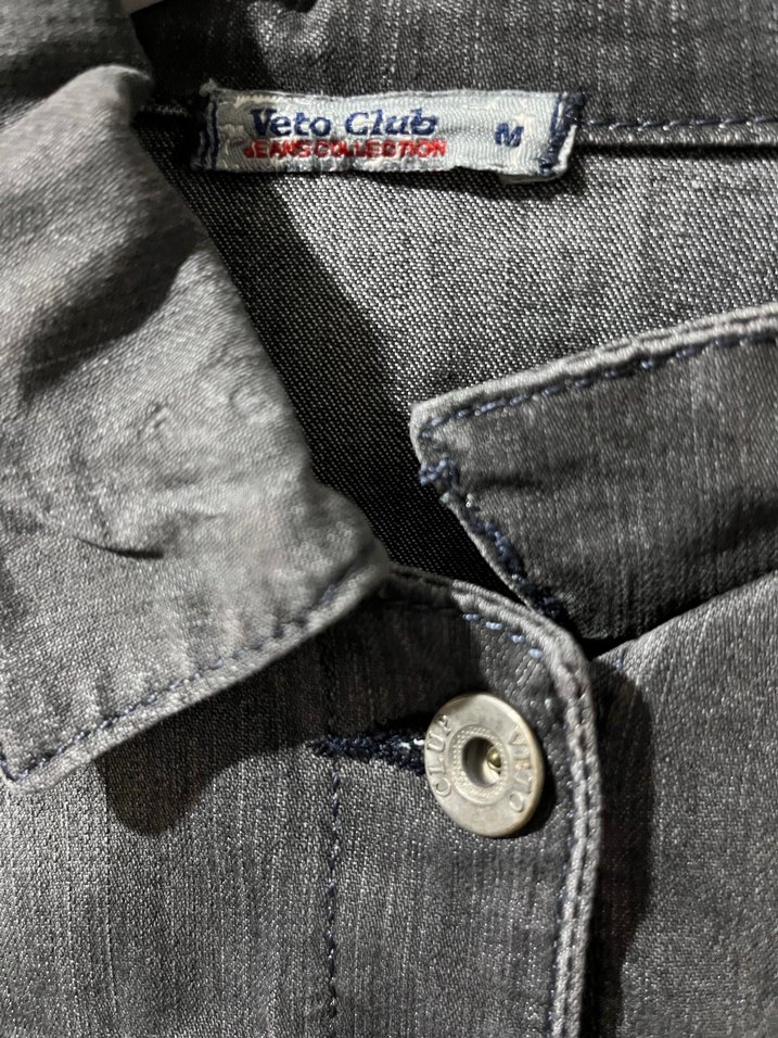 Düğmeli Gri Kadın Denim Ceket - Görsel 2