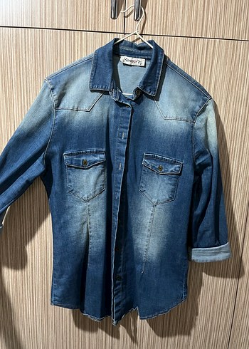 Mavi Düğmeli Denim Kadın Gömlek - Görsel 4