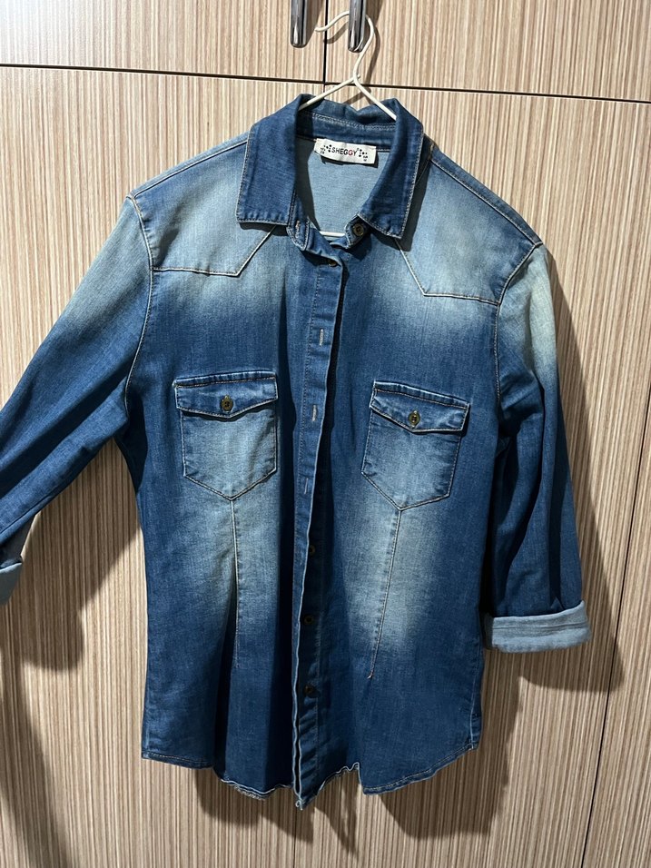 Mavi Düğmeli Denim Kadın Gömlek - Görsel 4