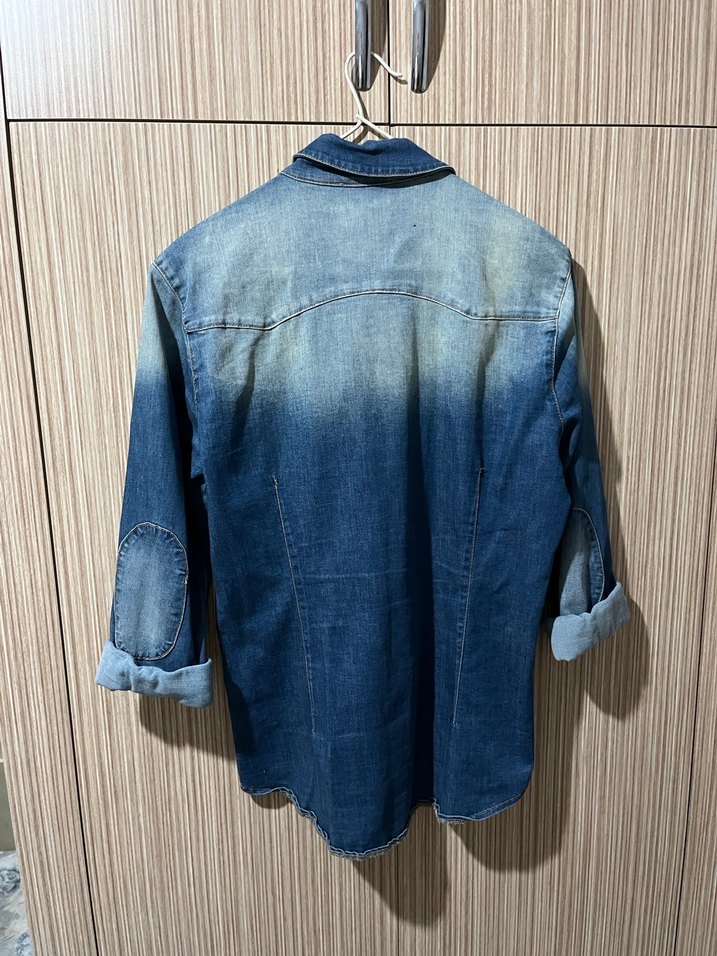 Mavi Düğmeli Denim Kadın Gömlek - Görsel 2