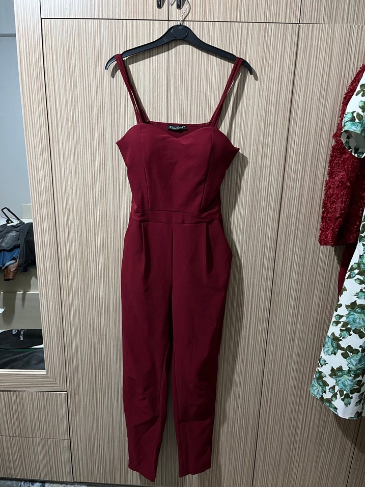 Bordo Mini Kadın Tulum - Görsel 2