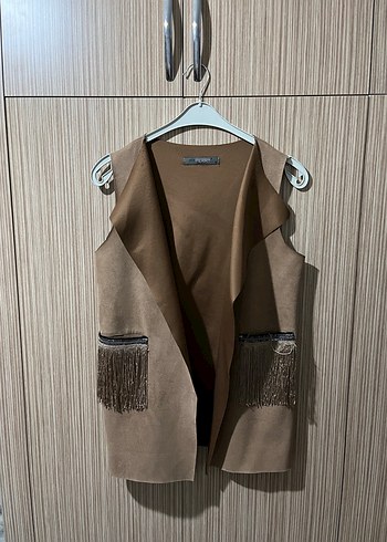 Kemerli Süet Kolsuz Kadın Yelek - Görsel 3