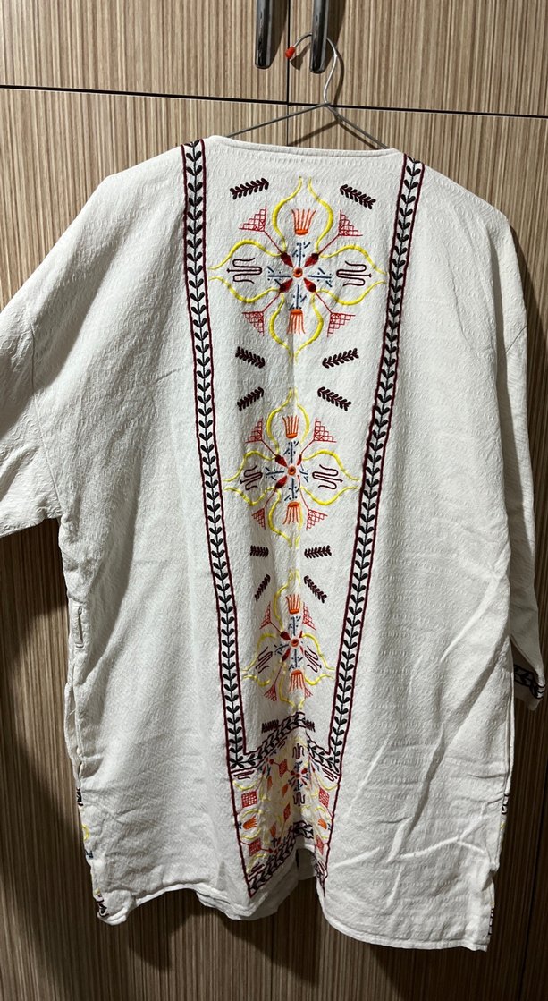 Nakışlı Uzun Beyaz Bohem Kadın Kimono - Görsel 5