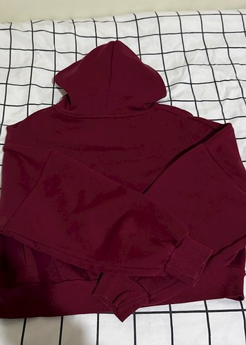 Bordo Kapüşonlu Baskılı Spor Sweatshirt - Görsel 5