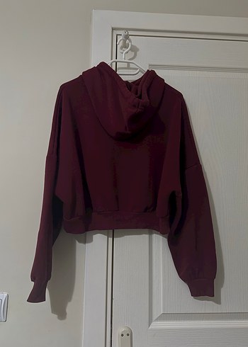 Bordo Kapüşonlu Baskılı Spor Sweatshirt - Görsel 2