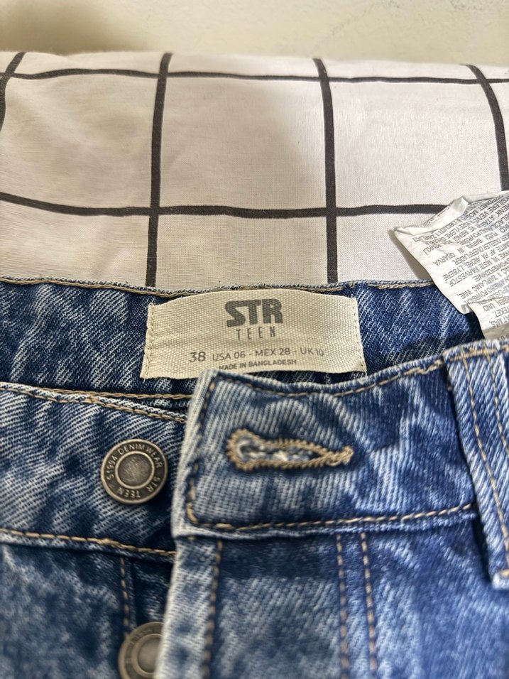 Düğmeli Mavi Kadın Denim Pantolon - Görsel 2