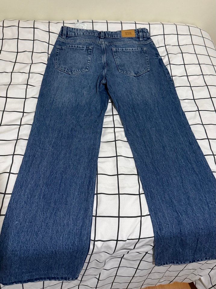 Düğmeli Mavi Kadın Denim Pantolon - Görsel 3