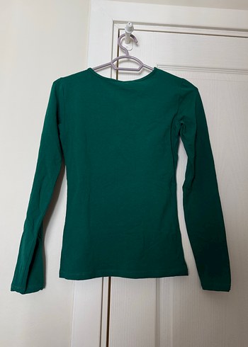 Kız Çocuk Yeşil Uzun Kollu Basic Tişört - Görsel 3