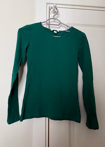 Kız Çocuk Yeşil Uzun Kollu Basic Tişört - Görsel 2