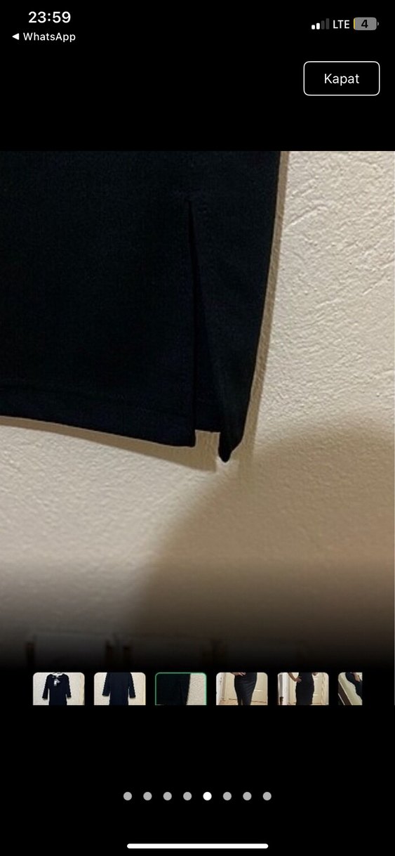 Siyah V Yaka Midi Ofis Elbisesi - Görsel 5