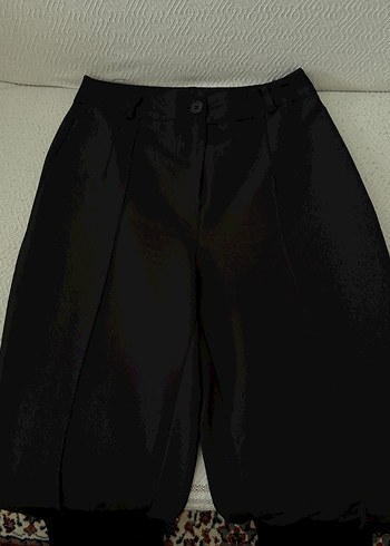 Kemer Detaylı Siyah Kumaş Kadın Pantolon - Görsel 3