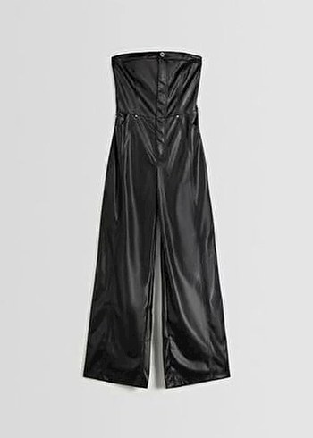 Siyah Deri Kadın Tulumu - Görsel 4