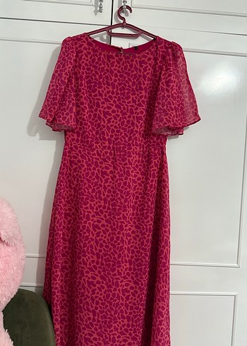 Trendyol & Milla Leopar Pembe Sirt Dekolteli Uzun Elbise